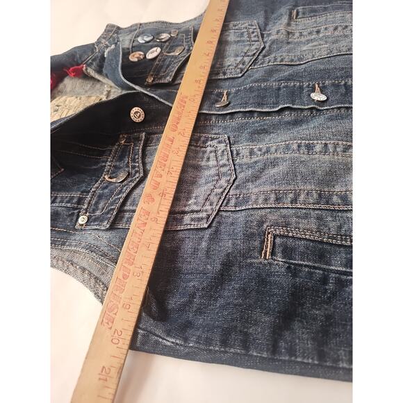 BARE FOX Denim Vest Men M Blue Retro Gorpcore Goth Cowboy Western Outdoor Y2K - Picture 5 of 11